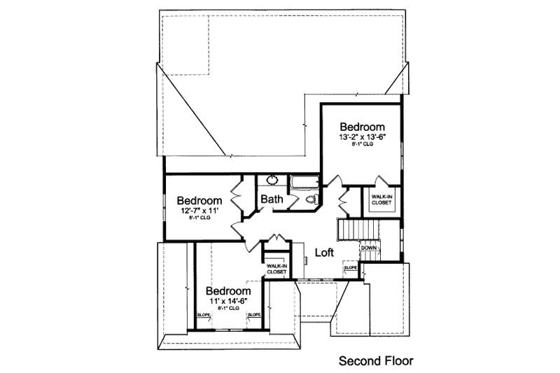 Home Plan - Floor Plan - Upper Floor for Bungalow House Plan #46-436 - 4 bed, 3.5 bath