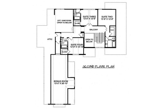 Floor Plan - Upper Floor for Craftsman House Plan #413-856 - 4 bed, 4.5 bath