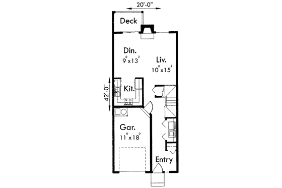 Floor Plan - Main Floor for Traditional House Plan #303-401 - 3 bed, 2 bath