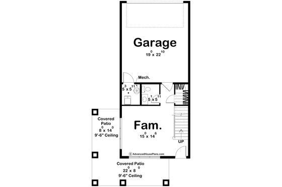 Floor Plan - Main Floor for Farmhouse House Plan #455-409 - 3 bed, 2.5 bath