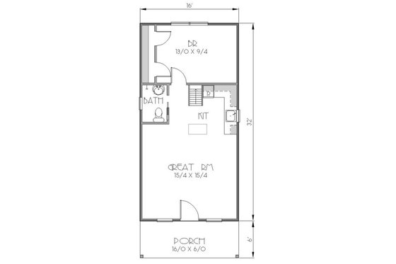 Floor Plan - Main Floor for Traditional House Plan #423-38 - 1 bed, 1 bath