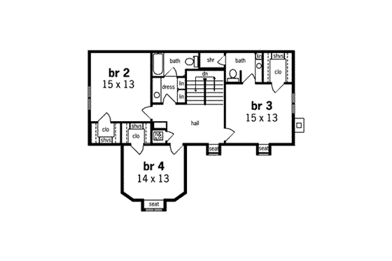Floor Plan - Upper Floor for Country House Plan #45-162 - 4 bed, 3.5 bath