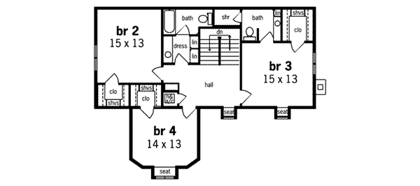 Country Floor Plan - Upper Floor Plan #45-162
