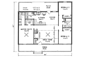 Floor Plan - Main Floor for Cabin House Plan #14-140 - 3 bed, 2 bath