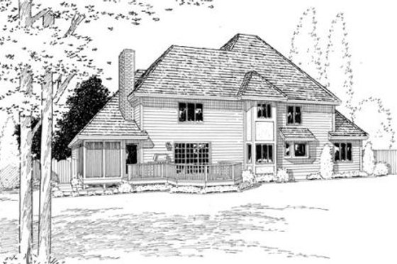 Exterior - Rear Elevation for European House Plan #312-846 - 4 bed, 2.5 bath