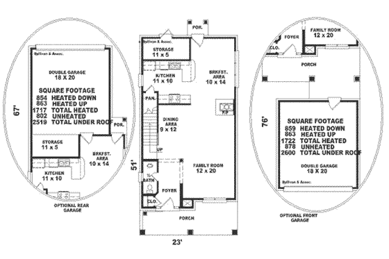 Floor Plan - Main Floor for Southern House Plan #81-156 - 3 bed, 2.5 bath