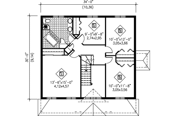 Floor Plan - Upper Floor for Colonial House Plan #25-4237 - 5 bed, 2 bath