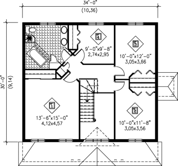 Colonial Floor Plan - Upper Floor Plan #25-4237