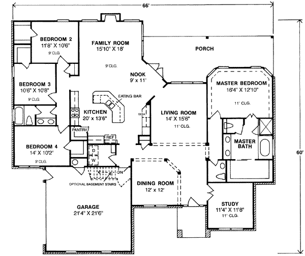 House Blueprint - Traditional Floor Plan - Main Floor Plan #20-114