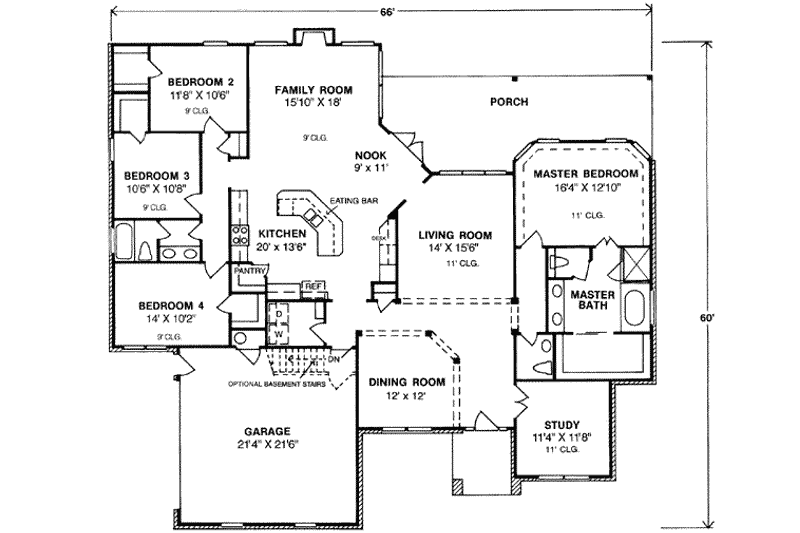 Dream House Plan - Floor Plan - Main Floor for Traditional House Plan #20-114 - 4 bed, 2.5 bath