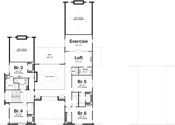 Architectural House Design - Floor Plan - Upper Floor for Beach House Plan #455-768 - 6 bed, 6.5 bath