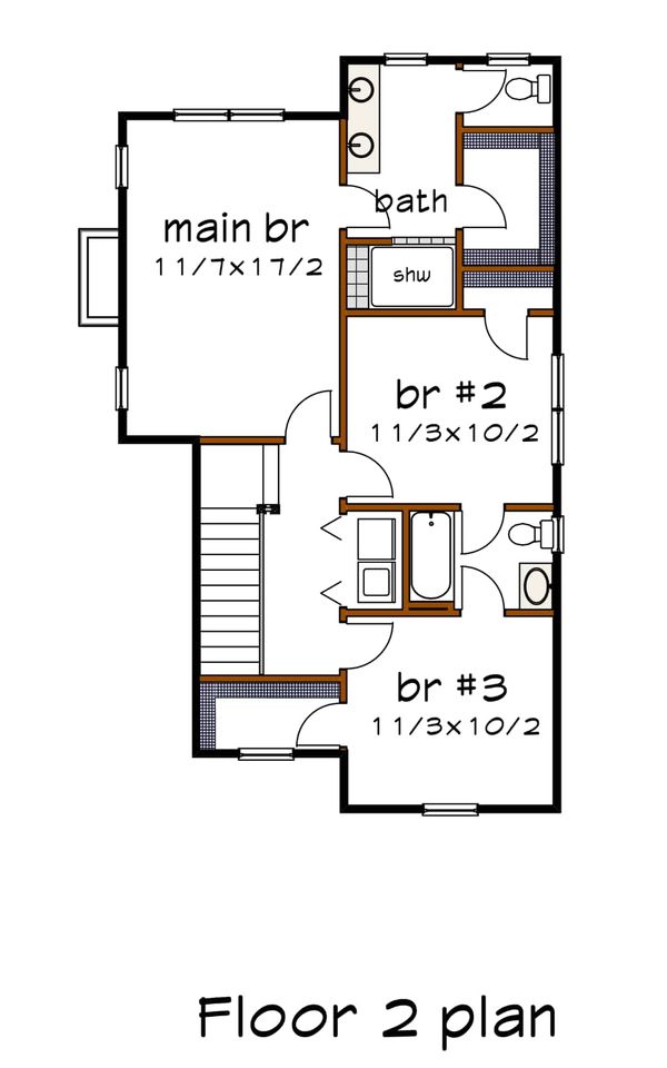Craftsman Floor Plan - Upper Floor Plan #79-304