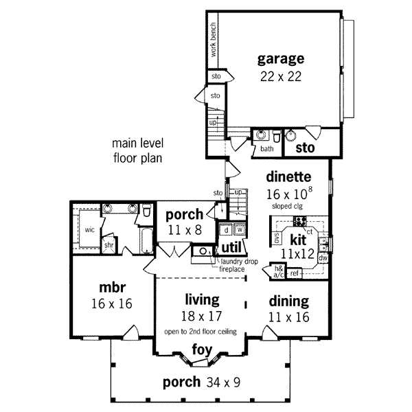 Southern Floor Plan - Main Floor Plan #45-278