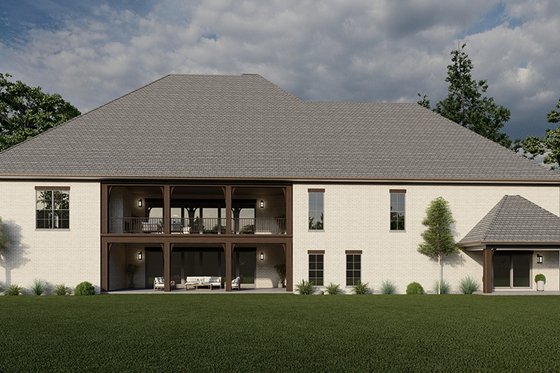 Exterior - Rear Elevation for European House Plan #923-298 - 6 bed, 7.5 bath