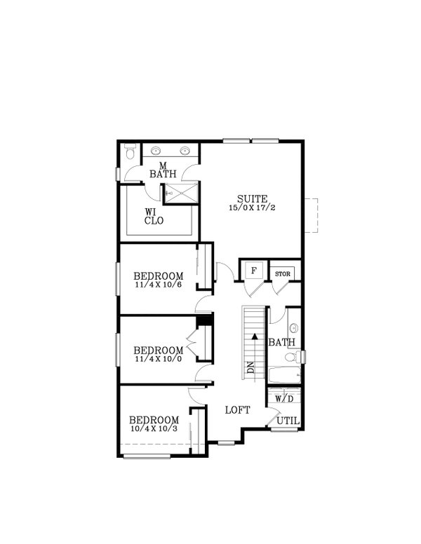 Craftsman Floor Plan - Upper Floor Plan #53-688