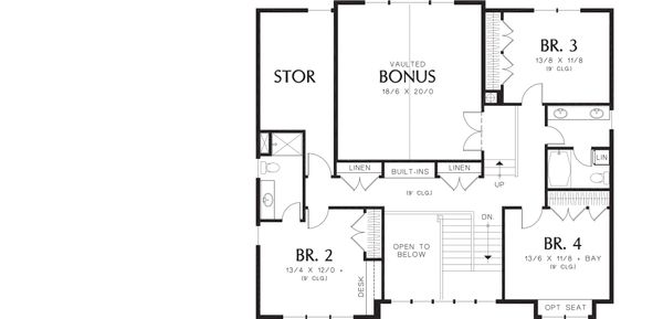 Dream House Plan - Craftsman Floor Plan - Upper Floor Plan #48-249