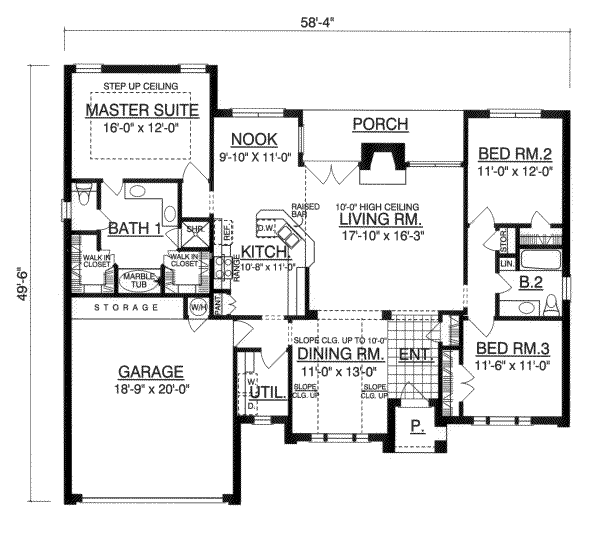 Architectural House Design - Traditional Floor Plan - Main Floor Plan #40-168