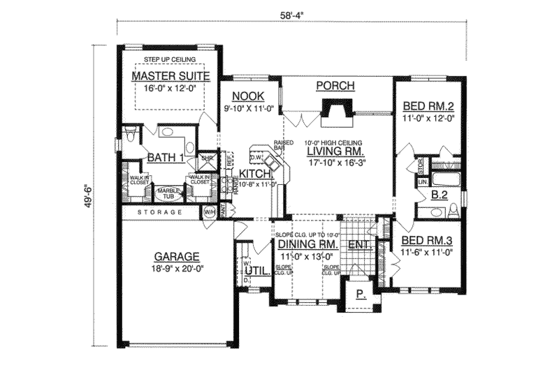 House Plan Design - Floor Plan - Main Floor for Traditional House Plan #40-168 - 3 bed, 2 bath