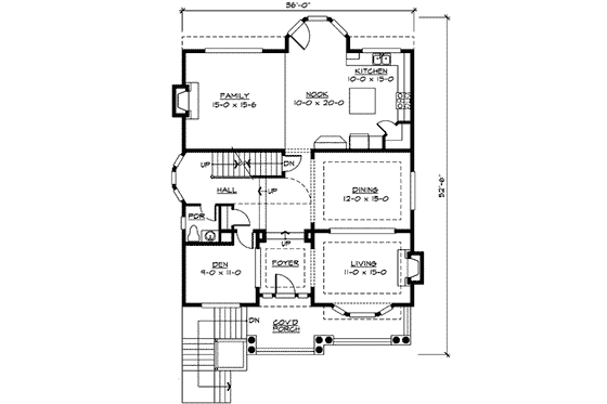 Floor Plan - Main Floor for Traditional House Plan #132-140 - 3 bed, 2.5 bath