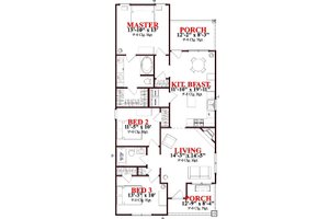 Floor Plan - Main Floor for Bungalow House Plan #63-188 - 3 bed, 2 bath
