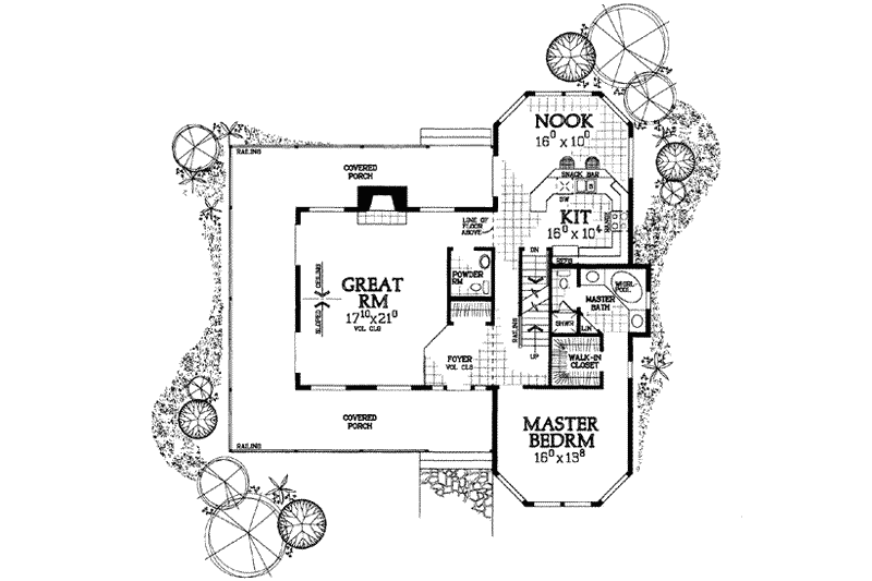 Home Plan - Floor Plan - Main Floor for Country House Plan #72-124 - 3 bed, 2.5 bath