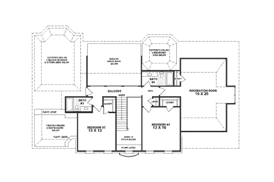 Floor Plan - Upper Floor for Colonial House Plan #81-374 - 4 bed, 4 bath