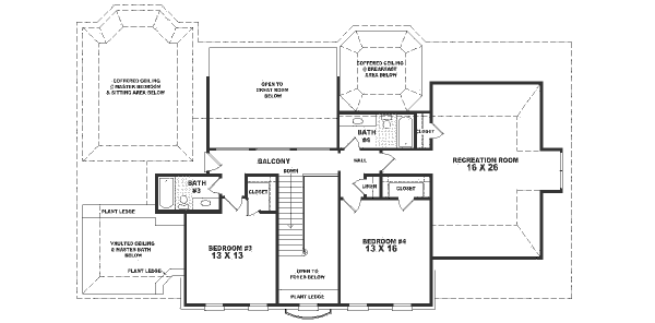 Colonial Floor Plan - Upper Floor Plan #81-374