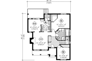 Floor Plan - Main Floor for European House Plan #25-4226 - 2 bed, 1 bath