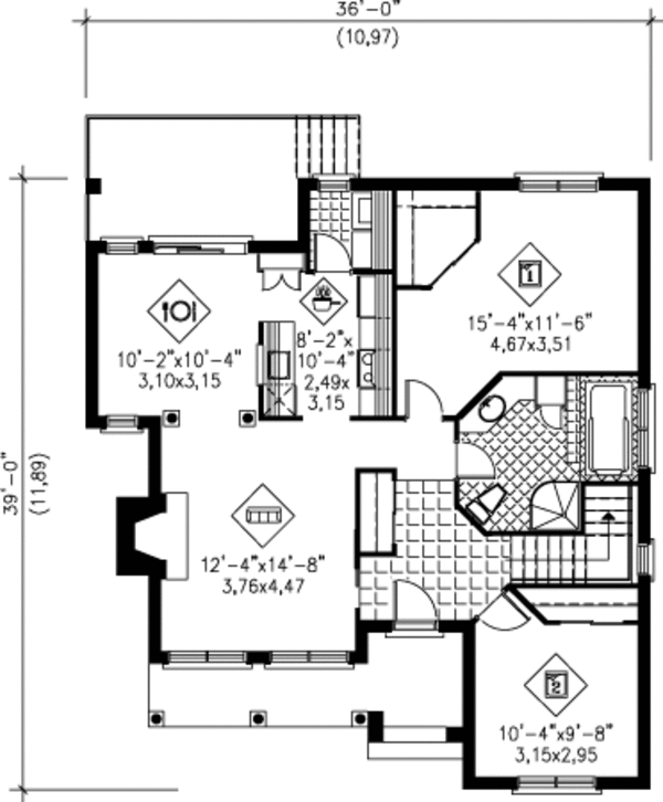 European Floor Plan - Main Floor Plan #25-4226