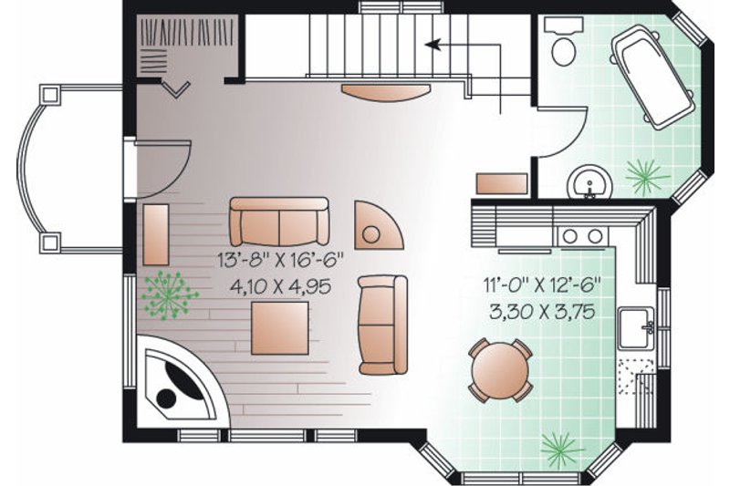 House Blueprint - Floor Plan - Upper Floor for Traditional House Plan #23-874 - 2 bed, 2 bath