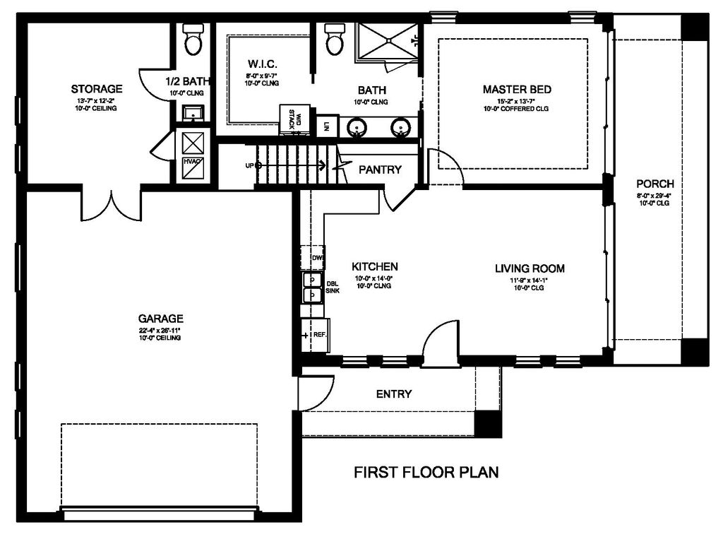 Ranch Style House Plan 1 Beds 1.5 Baths 1122 Sq/Ft Plan
