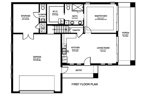 Floor Plan - Main Floor for Ranch House Plan #1058-179 - 1 bed, 1.5 bath