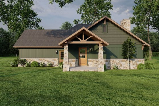 Exterior - Rear Elevation 1 for Craftsman House Plan #17-2258 - 3 bed, 2 bath