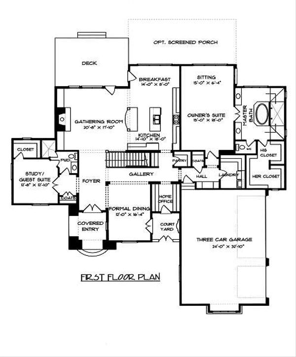House Blueprint - European Floor Plan - Main Floor Plan #413-150