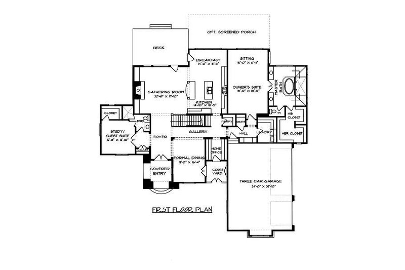 House Plan Design - Floor Plan - Main Floor for European House Plan #413-150 - 5 bed, 4 bath