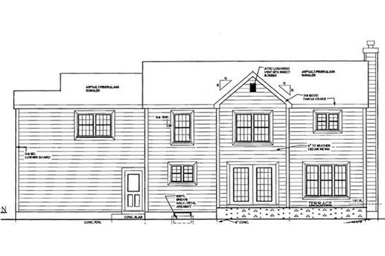 Exterior - Rear Elevation for Victorian House Plan #3-251 - 4 bed, 2.5 bath