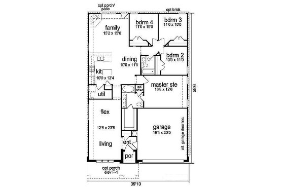 Floor Plan - Main Floor for Cottage House Plan #84-267 - 4 bed, 2 bath
