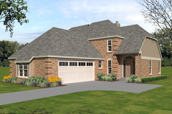 Exterior - Front Elevation for European House Plan #81-13802 - 3 bed, 2 bath