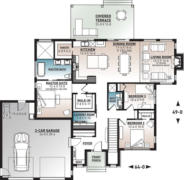 House Blueprint - Contemporary Floor Plan - Main Floor Plan #23-2726