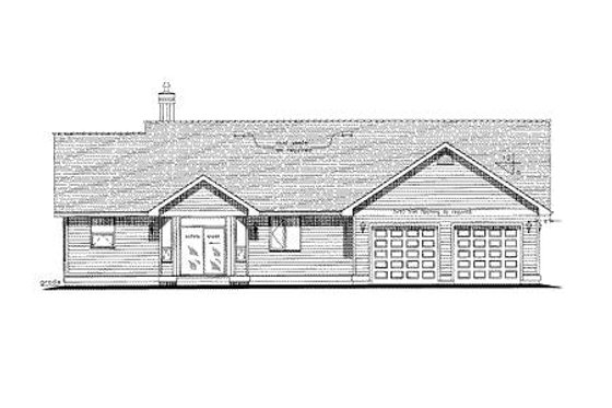 Exterior - Rear Elevation for Ranch House Plan #18-4521 - 3 bed, 3 bath