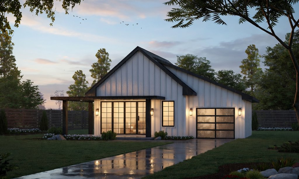 Exterior - Front Elevation 2 for Modern House Plan #20-2562 - 2 bed, 1 bath