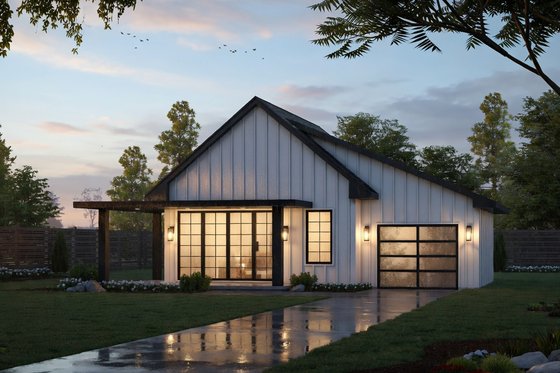 Exterior - Front Elevation for Modern House Plan #20-2562 - 2 bed, 1 bath