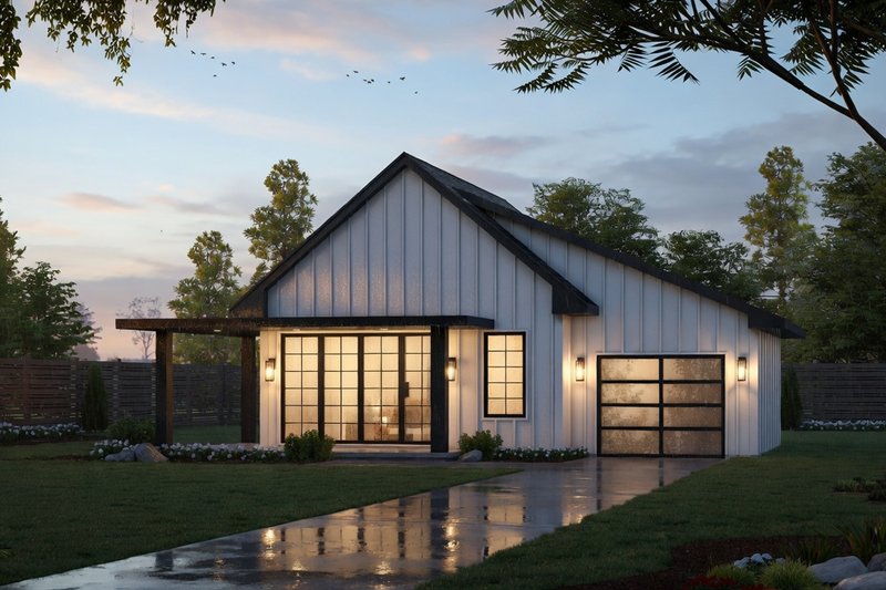 Exterior - Front Elevation 2 for Modern House Plan #20-2562 - 2 bed, 1 bath