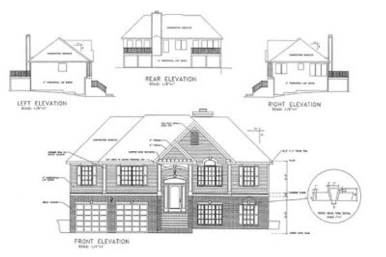 Exterior - Rear Elevation for Traditional House Plan #56-119 - 3 bed, 2 bath