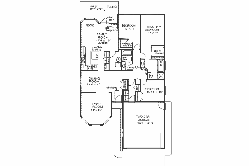 Home Plan - Floor Plan - Main Floor for Ranch House Plan #18-117 - 3 bed, 2 bath