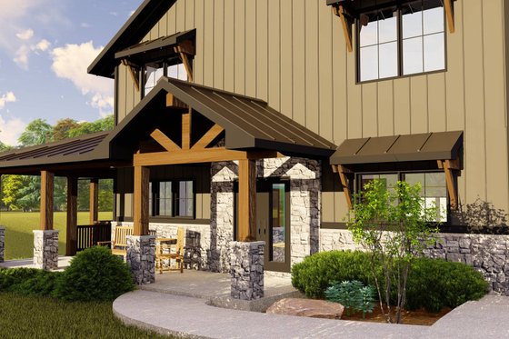 Exterior - Covered Porch for Barndominium House Plan #1064-197 - 3 bed, 3.5 bath