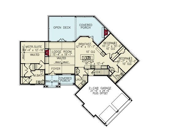 Architectural House Design - Ranch Floor Plan - Main Floor Plan #54-464