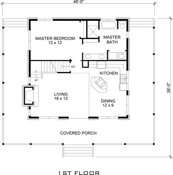 House Plan Design - Main Level Floor Plan - 1500 square foot Country home