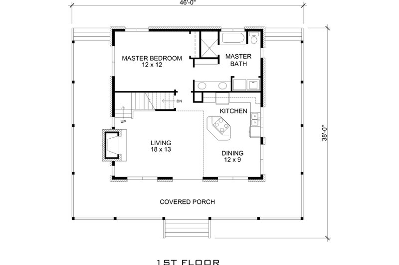 Architectural House Design - Main Level Floor Plan - 1500 square foot Country home