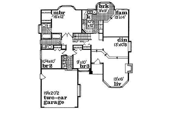 Floor Plan - Main Floor for Traditional House Plan #47-178 - 3 bed, 2 bath
